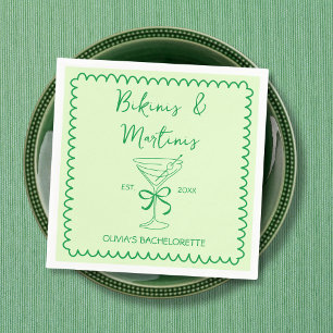  Hand Drawn Wavy Bikinis & Martinis Bachelorette Napkins