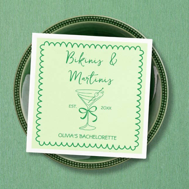  Hand Drawn Wavy Bikinis & Martinis Bachelorette Napkins (Hand Drawn Wavy Bikinis & Martinis Bachelorette Napkins)