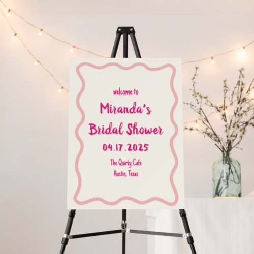 Hand Drawn Wavy Border Bridal Shower Welcome Sign