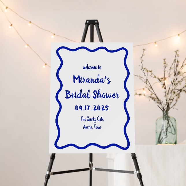 Hand Drawn Wavy Border Bridal Shower Welcome Sign (In Situ (Stand))