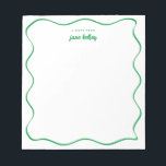 Hand Drawn Wavy Border Bright Green Personalized Notepad<br><div class="desc">This personalized notepad features a "groovy" design in blue or any color you choose. Use the template form to add your personalization.</div>