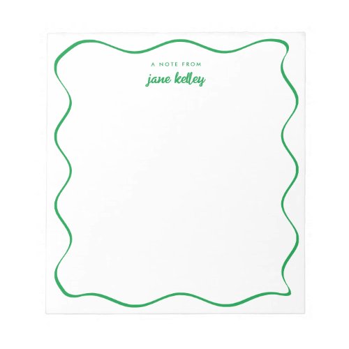 Hand Drawn Wavy Border Bright Green Personalized Notepad