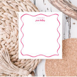 Hand Drawn Wavy Border Dark Pink Personalized Notepad<br><div class="desc">This personalized notepad features a "groovy" design in blue or any color you choose. Use the template form to add your personalization.</div>