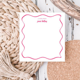 Hand Drawn Wavy Border Dark Pink Personalized Notepad