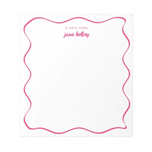 Hand Drawn Wavy Border Dark Pink Personalized Notepad