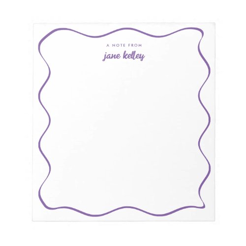 Hand Drawn Wavy Border Purple Personalized Notepad