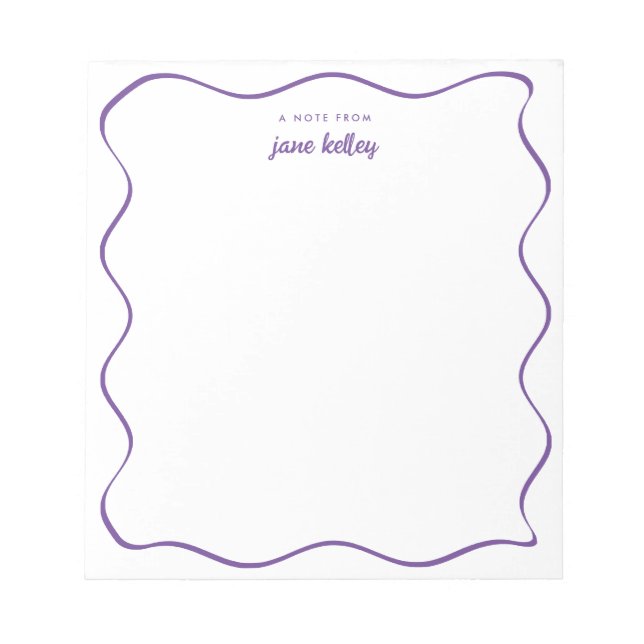 Hand Drawn Wavy Border Purple Personalized Notepad (Front)