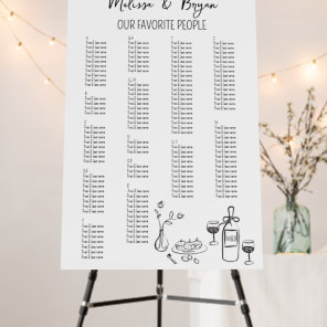 Hand drawn Wedding ALPHABETICAL Seating Chart Foam Board
