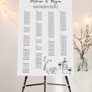 Hand drawn Wedding ALPHABETICAL Seating Chart Foam Board