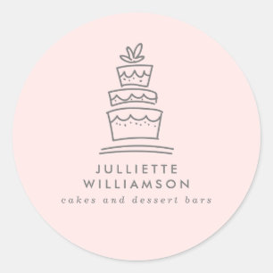 Hand Drawn Wedding Cake Watercolor Classic Round Sticker