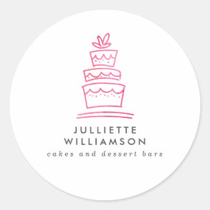 Hand Drawn Wedding Cake Watercolor Classic Round Sticker