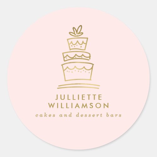 Hand Drawn Wedding Cake Watercolor Classic Round Sticker