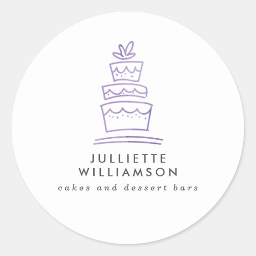 Hand Drawn Wedding Cake Watercolor Classic Round Sticker