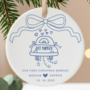 Hand Drawn Wedding Ceramic Ornament