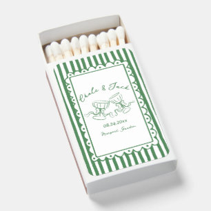Hand Drawn Wedding Champagne Couple Glasses Matchboxes