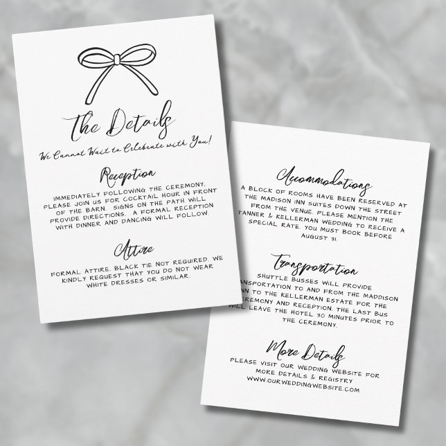 Hand Drawn Wedding Details Enclosure Card (Hand Drawn Whimsical Wedding Details Enclosure Card)