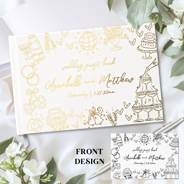 Hand Drawn Wedding Foil Guest Book (Hand Drawn Wedding Foil Guest Book)