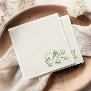 Hand Drawn Wedding Food Initials Napkins