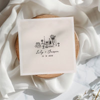 Hand Drawn Wedding Food Napkins