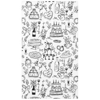 hand drawn wedding marriage champagne fountain tablecloth