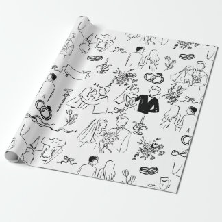 hand drawn wedding marriage engagement proposal wrapping paper