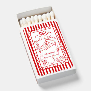 Hand Drawn Wedding Pizza Love Matchboxes, Fun  Matchboxes