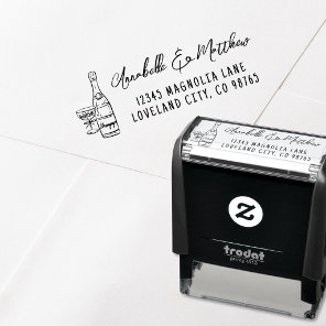 Hand Drawn Wedding Return Address Self-inking Stamp
