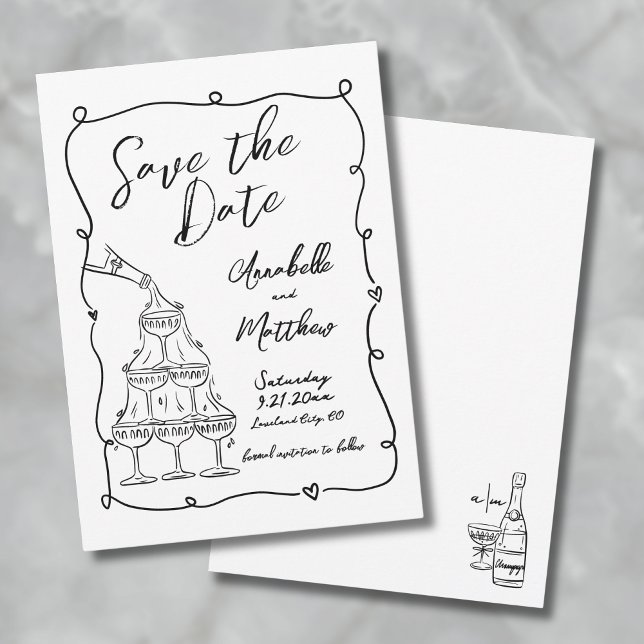 Hand Drawn Wedding Save The Date (Whimsical Hand Drawn Wedding Save The Date)