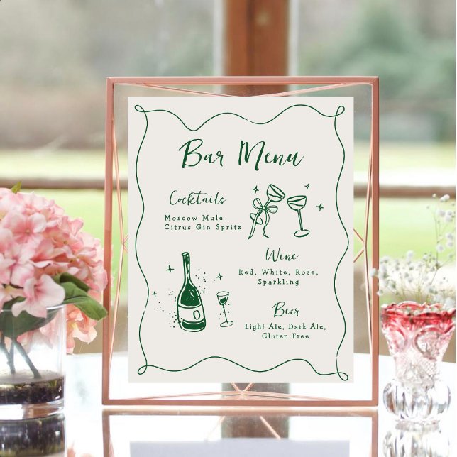 Hand drawn wedding Signature Drink bar Menu Poster (Creator Uploaded)