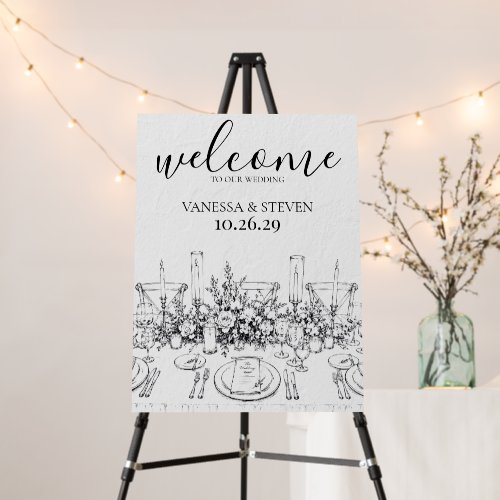 Hand Drawn Wedding Table Rehearsal Dinner Foam Board