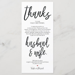 Hand drawn Wedding Thank you Place Setting Card