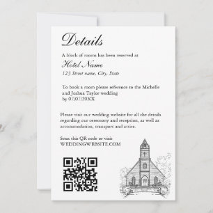 Hand Drawn Wedding Venue Mansion Illustration RSVP Invitation