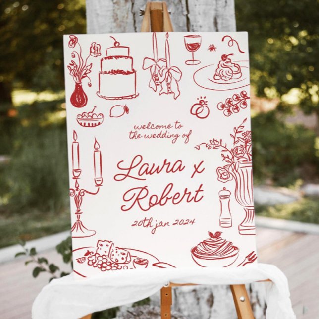 Hand-Drawn Wedding Welcome Sign: Whimsical Dinner  Foam Board (Creator Uploaded)