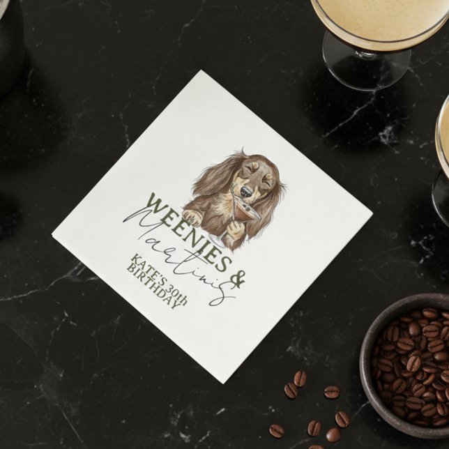 Hand Drawn Weenies and Martinis Dachshund Napkins (Hand Drawn Weenies and Martinis Dachshund Napkins)