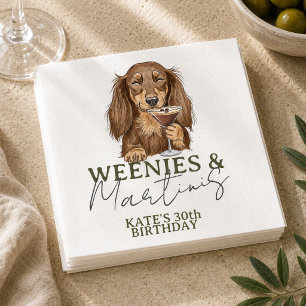 Hand Drawn Weenies and Martinis Dachshund Napkins