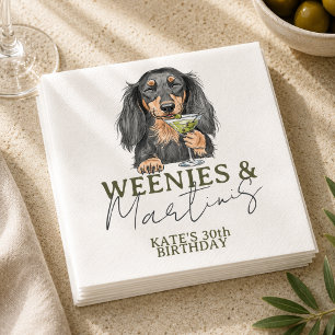 Hand Drawn Weenies and Martinis Dachshund Napkins