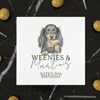 Hand Drawn Weenies and Martinis Dachshund Napkins