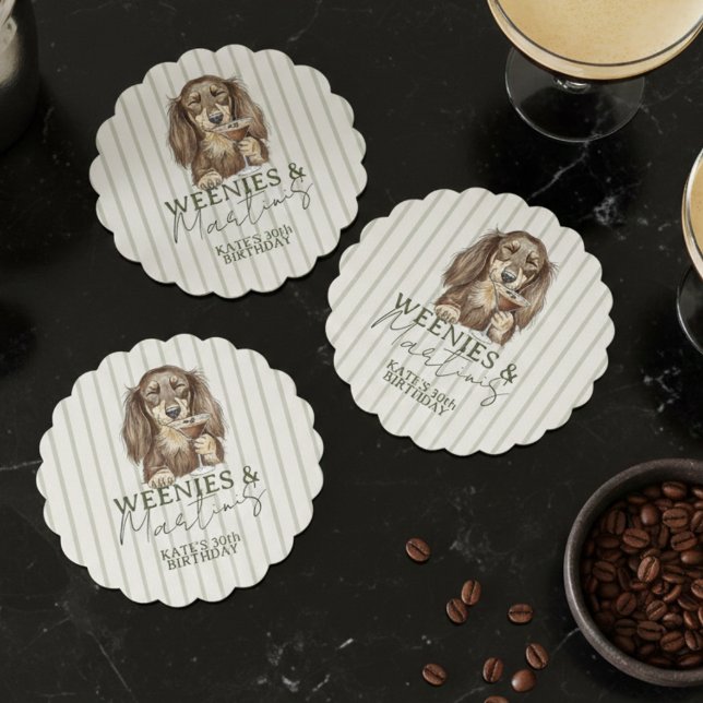 Hand Drawn Weenies and Martinis Dachshund Paper Coaster (Hand Drawn Weenies and Martinis Dachshund Paper Coaster)