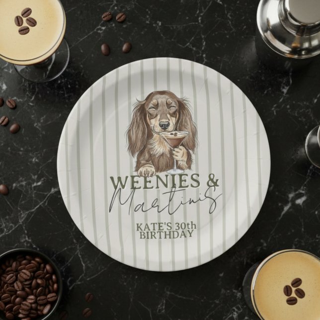 Hand Drawn Weenies and Martinis Dachshund Paper Plates (Hand Drawn Weenies and Martinis Dachshund Paper Plates)