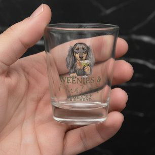 Hand Drawn Weenies and Martinis Dachshund Shot Glass