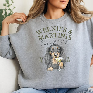 Hand Drawn Weenies and Martinis Dachshund Sweatshirt