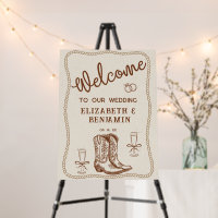 Hand Drawn Western Boots Casual Wedding Welcome