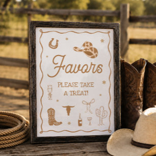 Hand Drawn Western Bridal Shower Favor Poster