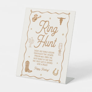 Hand Drawn Western Bridal Shower Ring Hunt Game Pedestal Sign