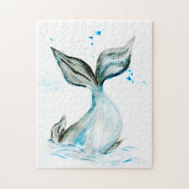 Hand drawn whale tail jigsaw puzzle (Vertical)