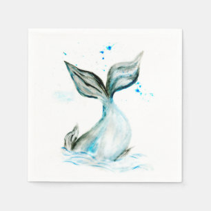 Hand drawn whale tail napkins