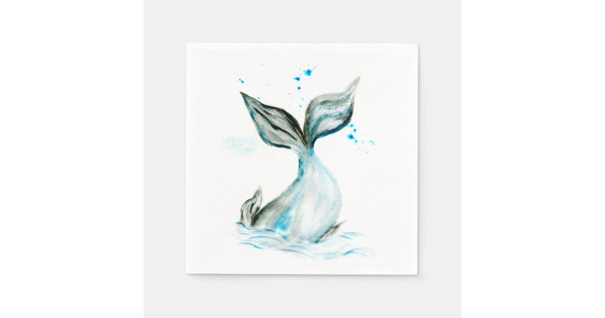 Hand drawn whale tail napkins | Zazzle