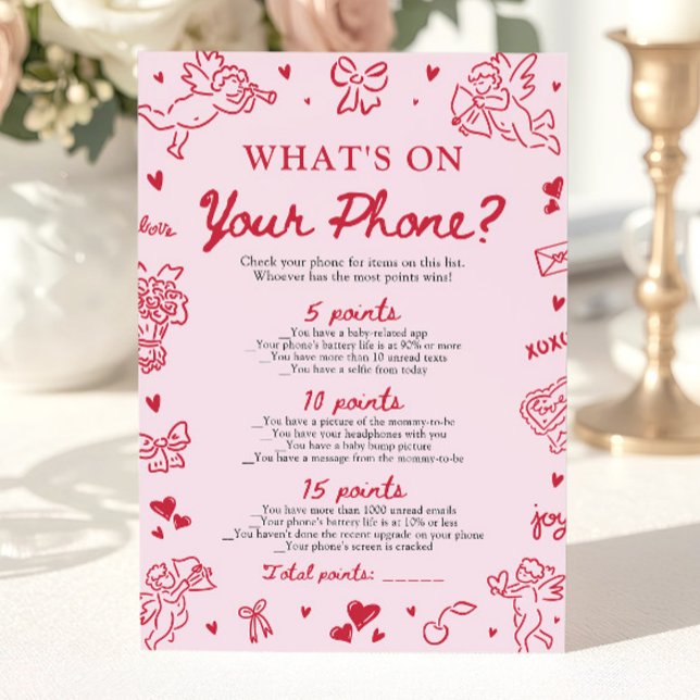 Hand Drawn What's on Your Phone Baby Shower Game Invitation (Hand Drawn What's on Your Phone Baby Shower Game)