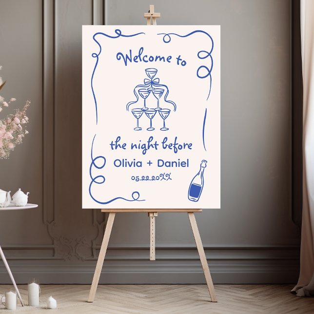 Hand Drawn Whimsical Blue Rehearsal Dinner Sign (Creator Uploaded)
