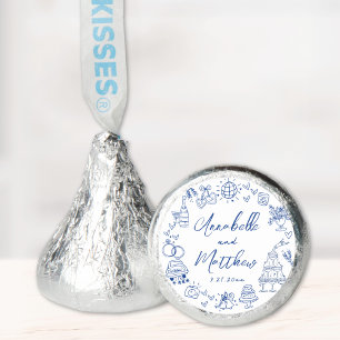 Hand Drawn Whimsical Blue Wedding Hershey®'s Kisses®